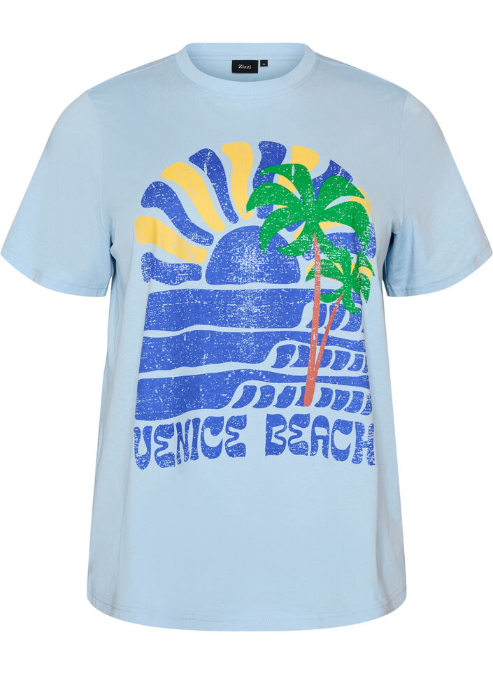 T-shirt en coton avec imprim&eacute;, Bleu, Packshot image number 0