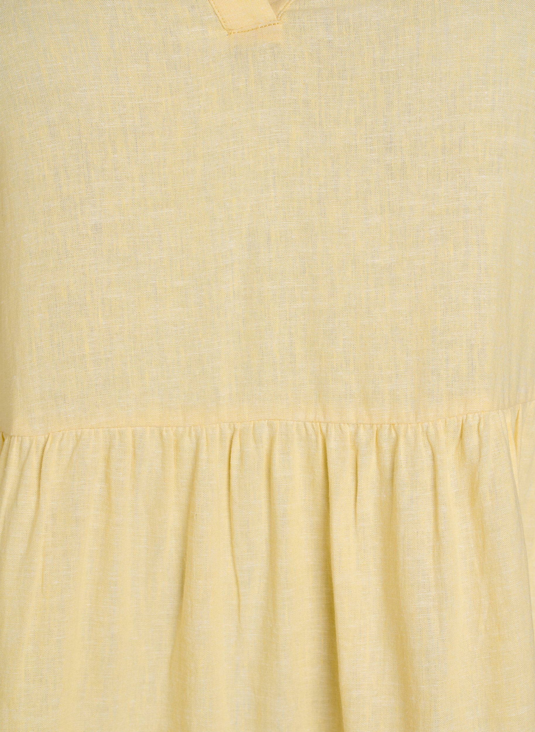 Zizzi Robe A-line longueur genou en lin et viscose, Jaune clair, Packshot image number 2