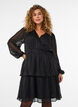 Robe longueur genou &agrave; rayures transparentes et effet portefeuille, Noir, Model image number 0