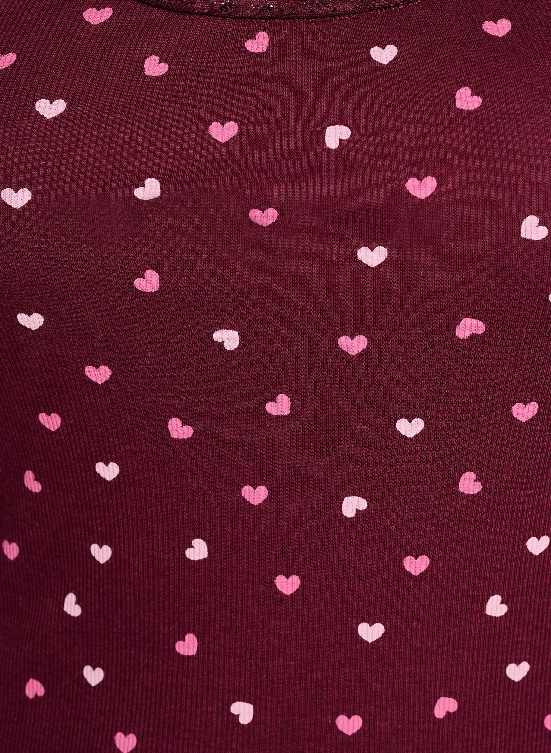 Zizzi Top avec imprim&eacute; et bord en dentelle, Bordeaux, Packshot image number 2