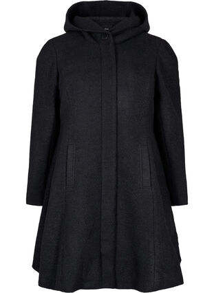 Manteau à capuche silhouette en A, Black, Packshot image number 0