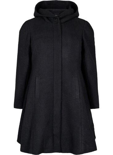 A-lijn jas met capuchon, Black, Packshot image number 0