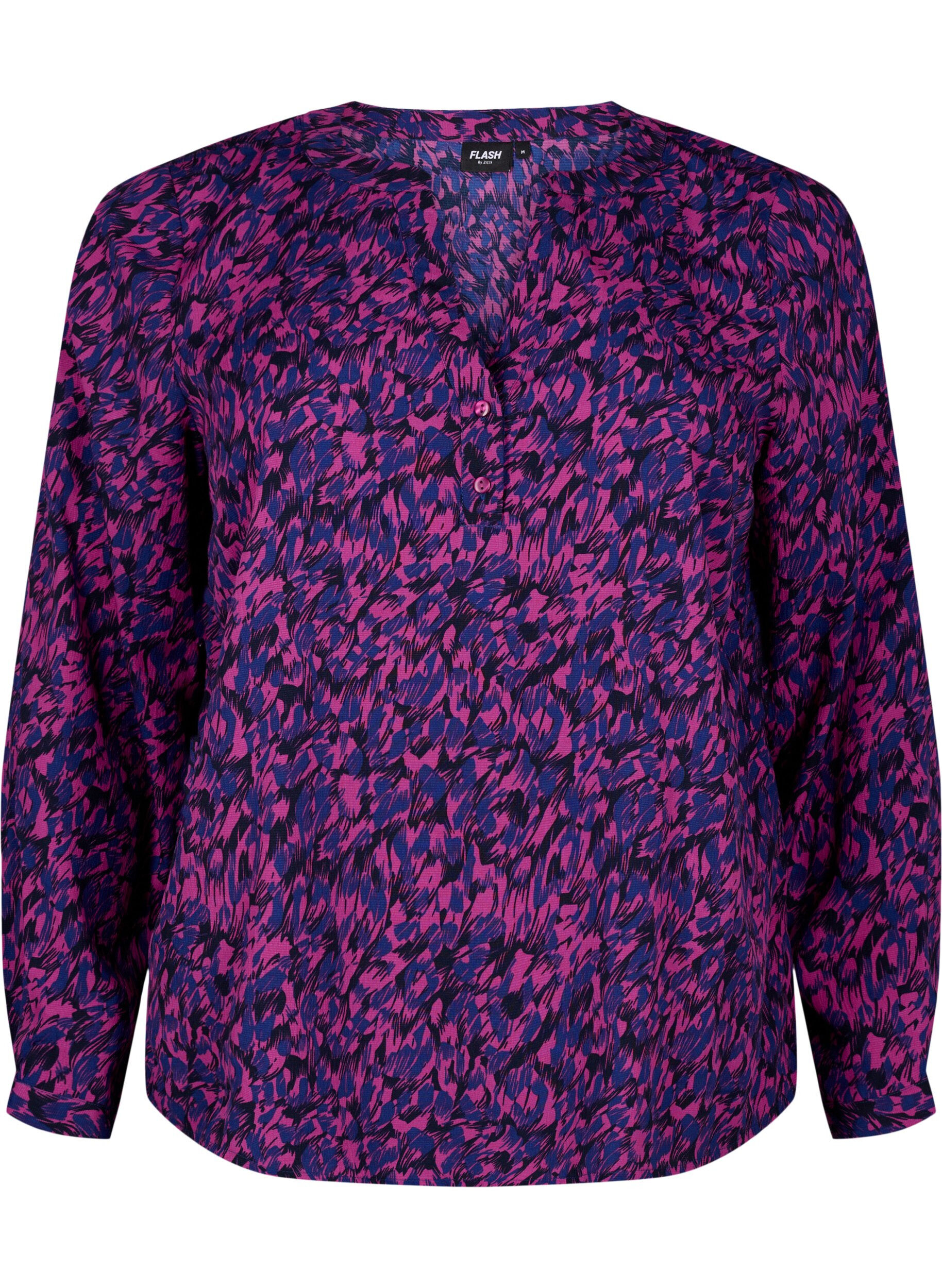 ZizziFLASH - Blouse met lange mouwen en print, Pink Blue AOP, Packshot image number 0