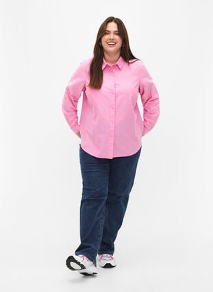 Chemise à manches longues en coton, Pink Frosting, Model image number 2