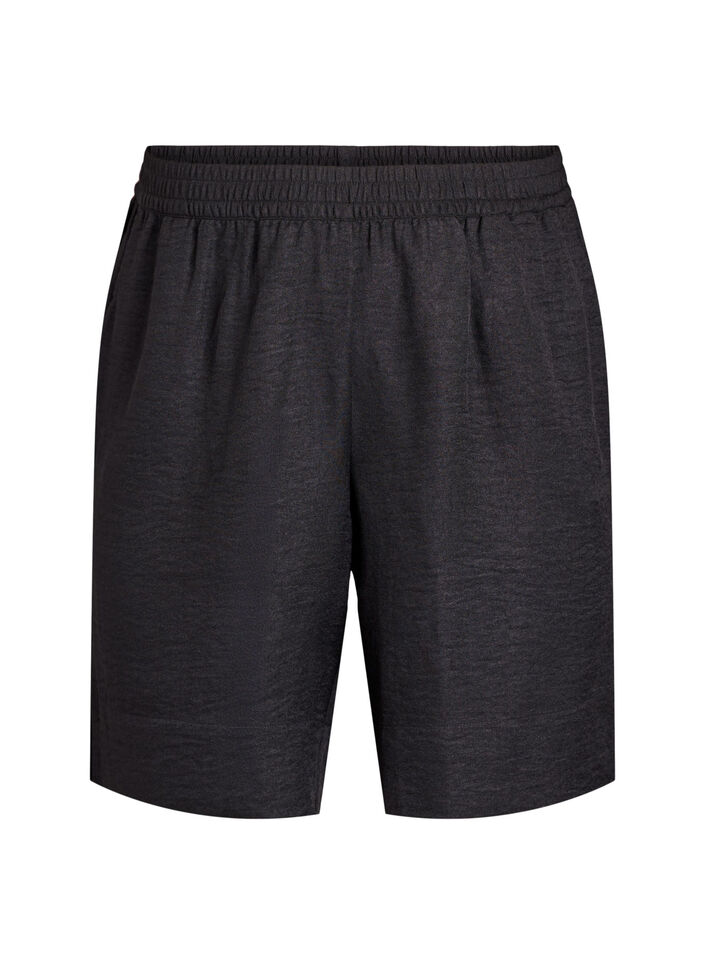 Korte broek met zakken en hoge taille, Zwart, Packshot image number 0