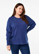 Gebreide blouse met ronde hals, Blauw, Model image number 0