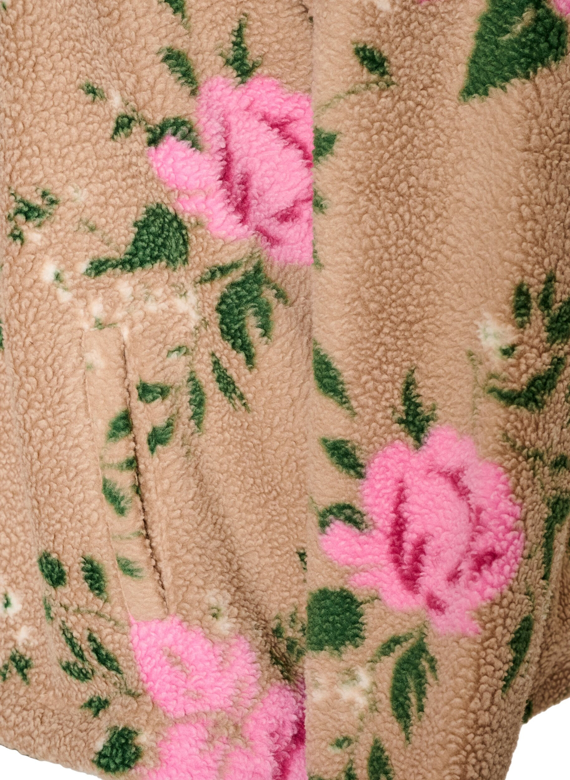 ZizziVeste en polaire &agrave; motif floral avec col montant et fermeture zipp&eacute;e, Beige, Packshot image number 3