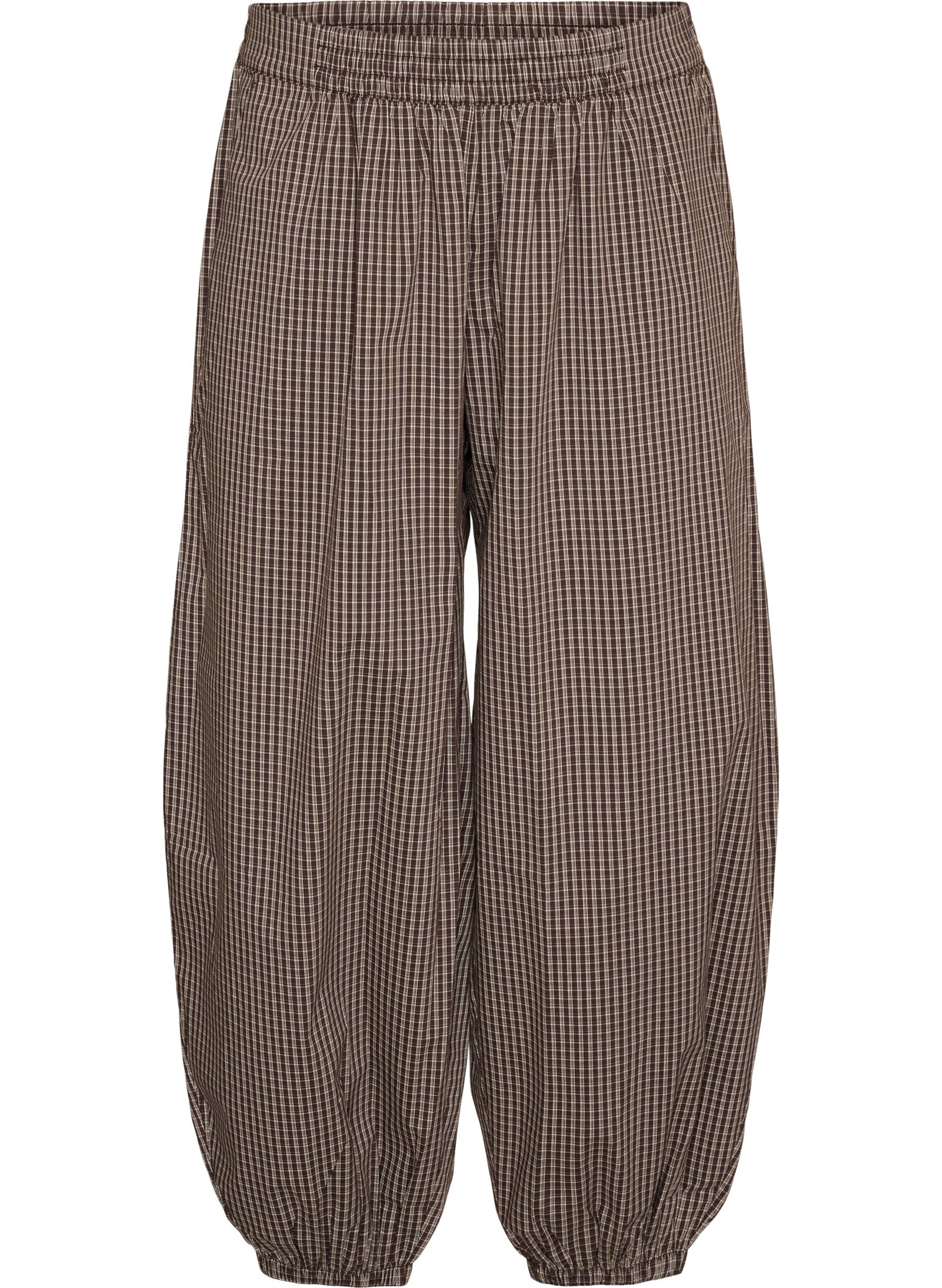 ZizziBalloonbroek met hoge taille en all-overpatroon, Bruin, Packshot image number 0