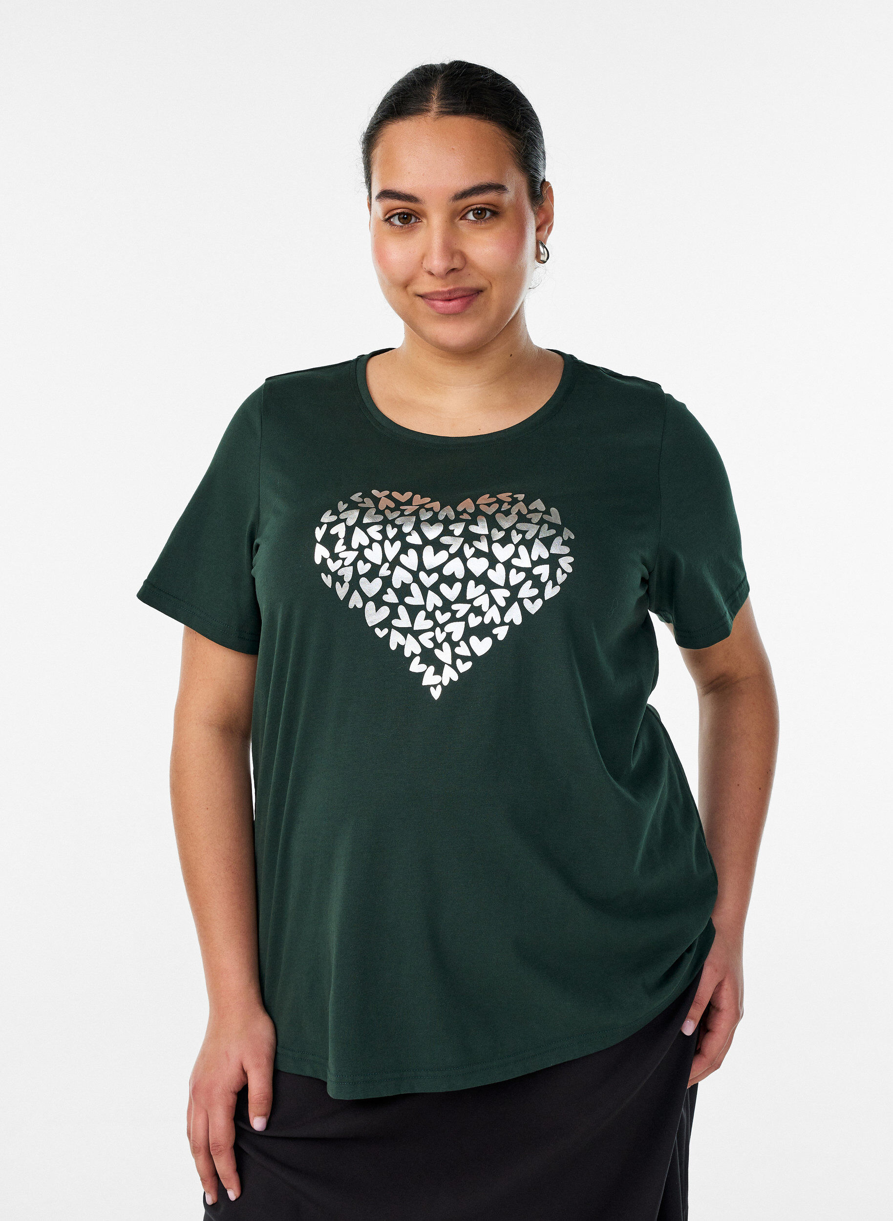 T-shirt met motief, Groen, Model