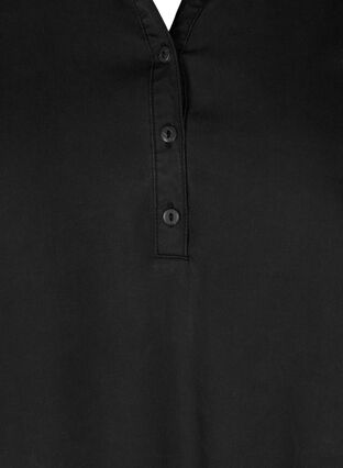 Tunique à manches longues avec col en V et boutons, Black, Packshot image number 2