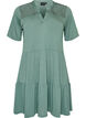 Robe en jersey avec d&eacute;tails en dentelle et jupe superpos&eacute;e, Vert, Packshot image number 0