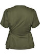 Blouse in een katoenmix met V-hals en striklint, Groen, Packshot image number 1