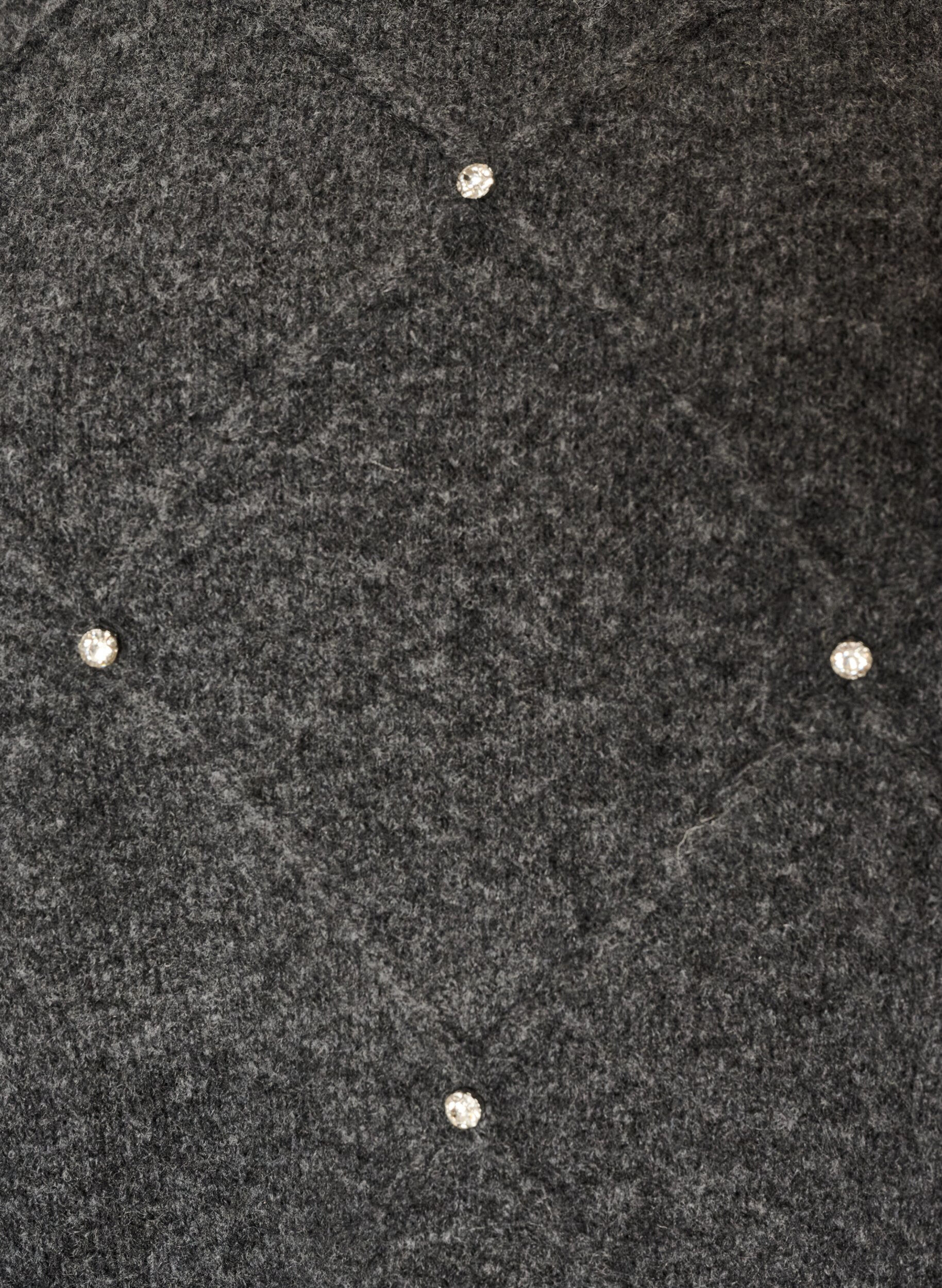 ZizziGebreide blouse met strassteentjes en ruitpatroon, Grijs, Packshot image number 2