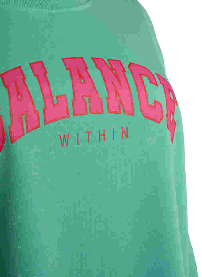 Lang sweatshirt met tekstopdruk, Neptune Green , Packshot image number 2
