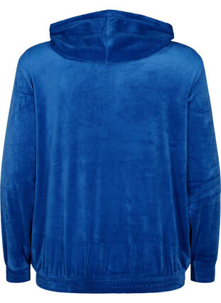 Velours vest met rits en capuchon, Monaco Blue, Packshot image number 1