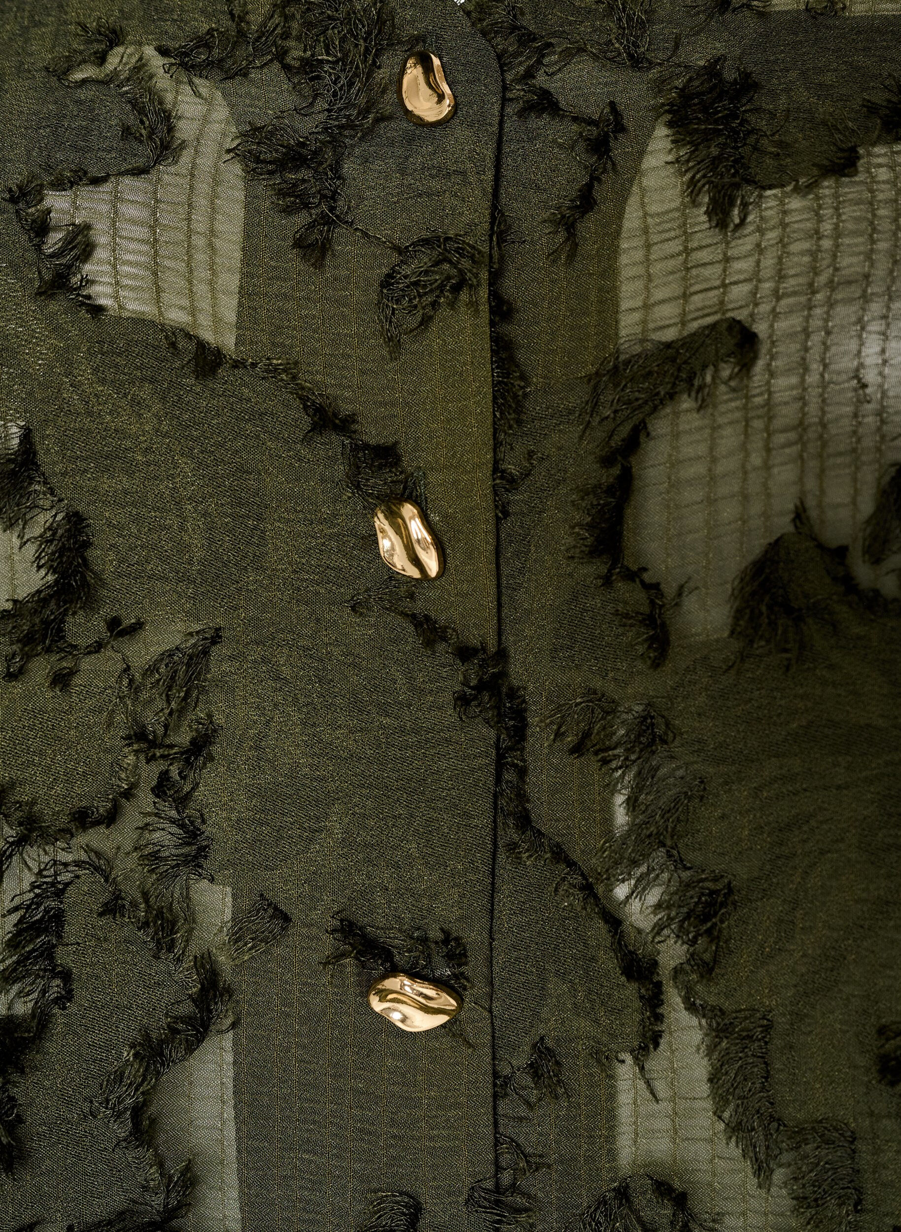 ZizziBlouse met rafelige draden en textuur, Groen, Packshot image number 2