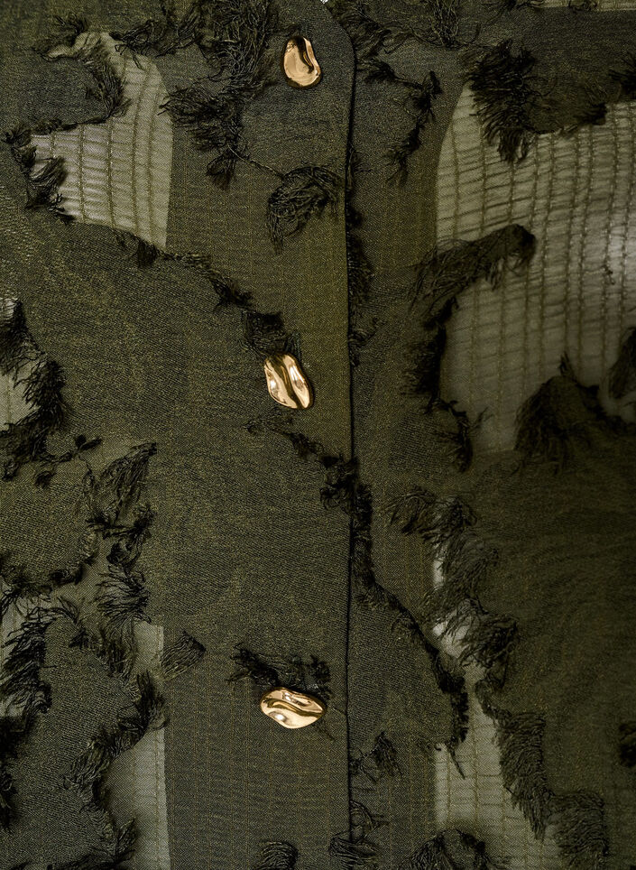 Blouse met rafelige draden en textuur, Groen, Packshot image number 2