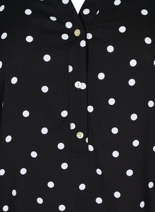 Bedrukte tuniek met v-snit en korte mouwen, Black Dot, Packshot image number 2