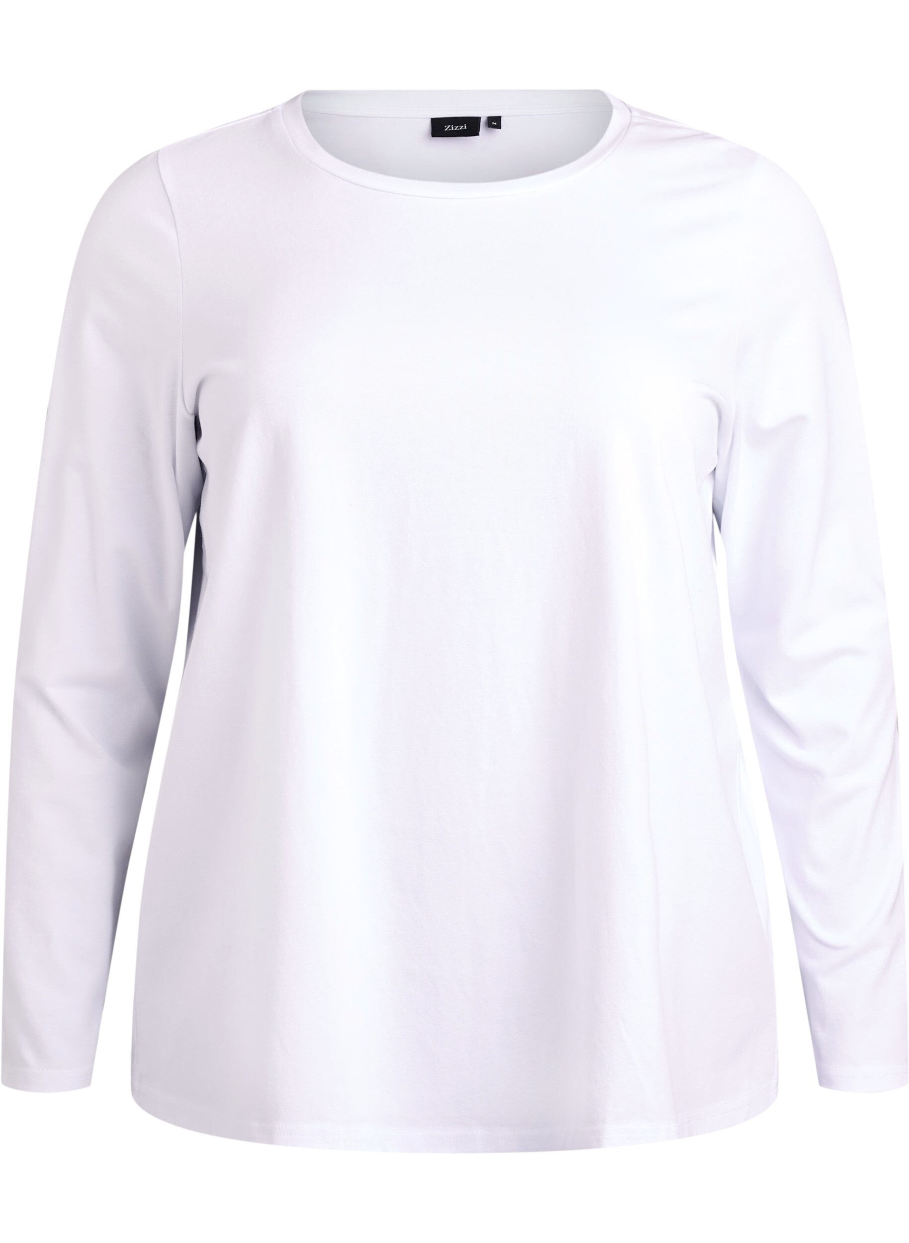 ZizziBasic jersey top met lange mouwen, Wit, Packshot image number 0