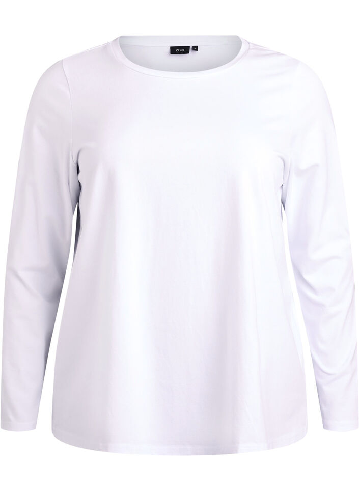 Basic jersey top met lange mouwen, Wit, Packshot image number 0