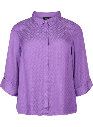 Shirt in viscose met ton-sur-ton patroon, Lavender Violet, Packshot image number 0