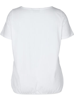 T-shirt à manches courtes avec col rond et bord en dentelle, Bright White, Packshot image number 1
