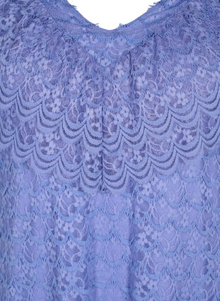 Blonde jurk met korte mouwen en brede franjes, Lavender Violet, Packshot image number 2