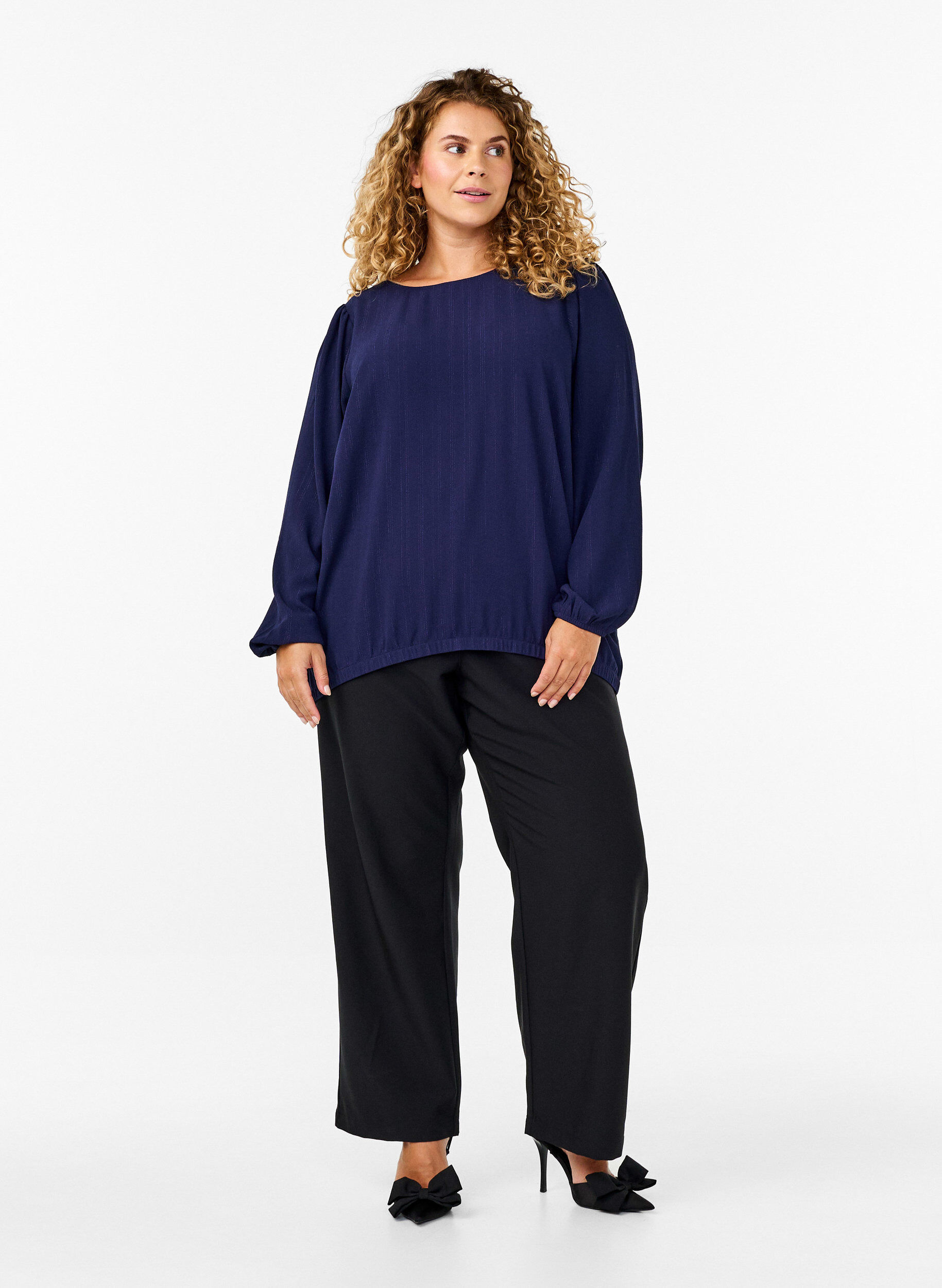 ZizziBlouse met zilveren glitter, Blauw, Model image number 1