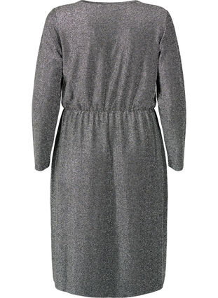 Robe scintillante avec décolleté en V, Black Silver, Packshot image number 1
