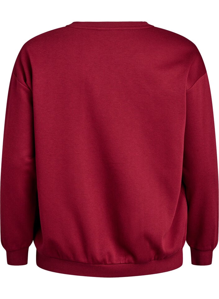 Sweat avec inscription en bouclette, Bordeaux fonc&eacute;, Packshot