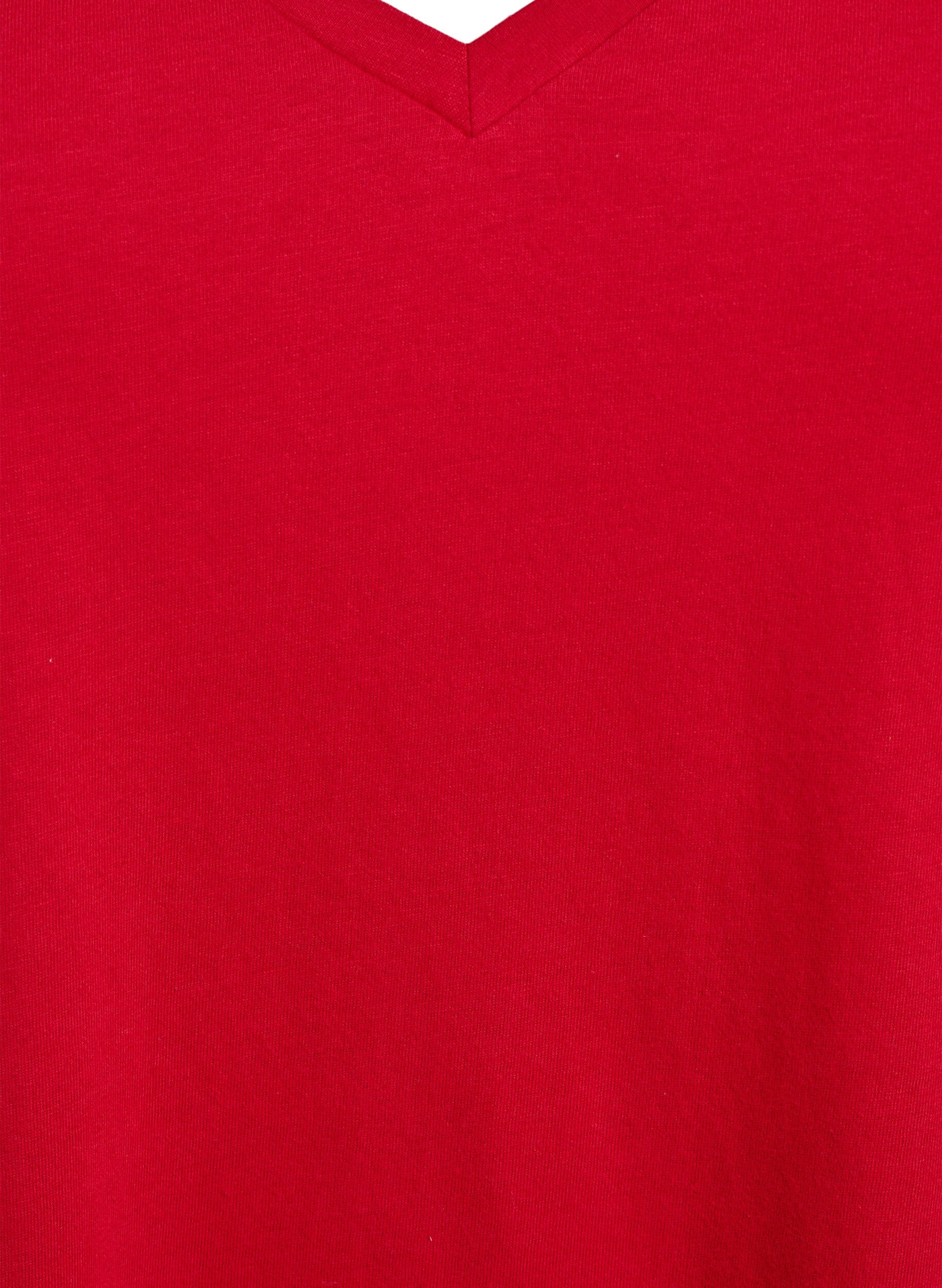 Zizzi FLASH - T-shirt col V, Rouge, Packshot image number 2