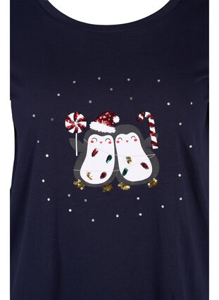 Kerst t-shirt in katoen, Navy Blazer Penguin, Packshot image number 2