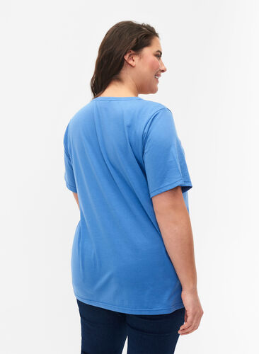 FLASH - T-shirt avec col en V, Ultramarine, Model image number 1