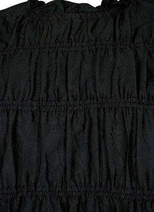 Robe avec volants et lignes de coupe élastiques, Black, Packshot image number 2