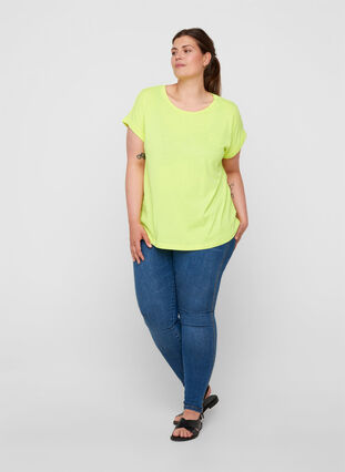 T-shirt fluo en coton, Neon Lime, Model image number 2