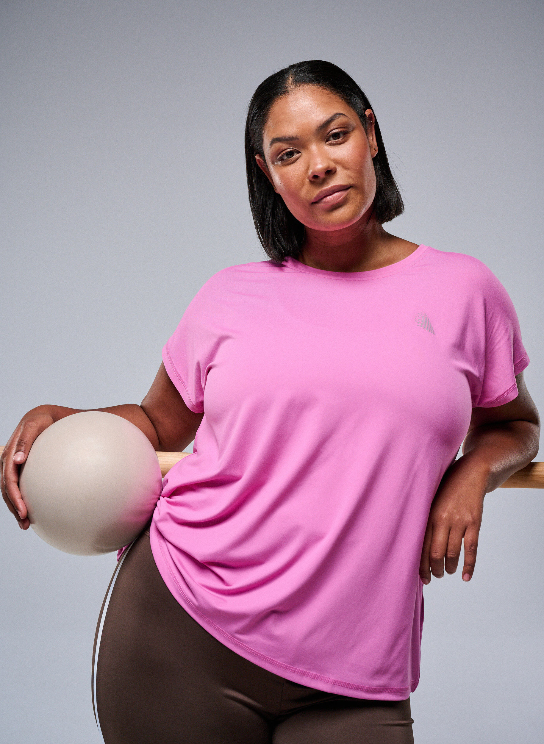 Zizzi T-shirt de sport uni, Rose, Image image number 0