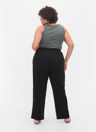 Pantalon ample avec structure, Black, Model image number 0
