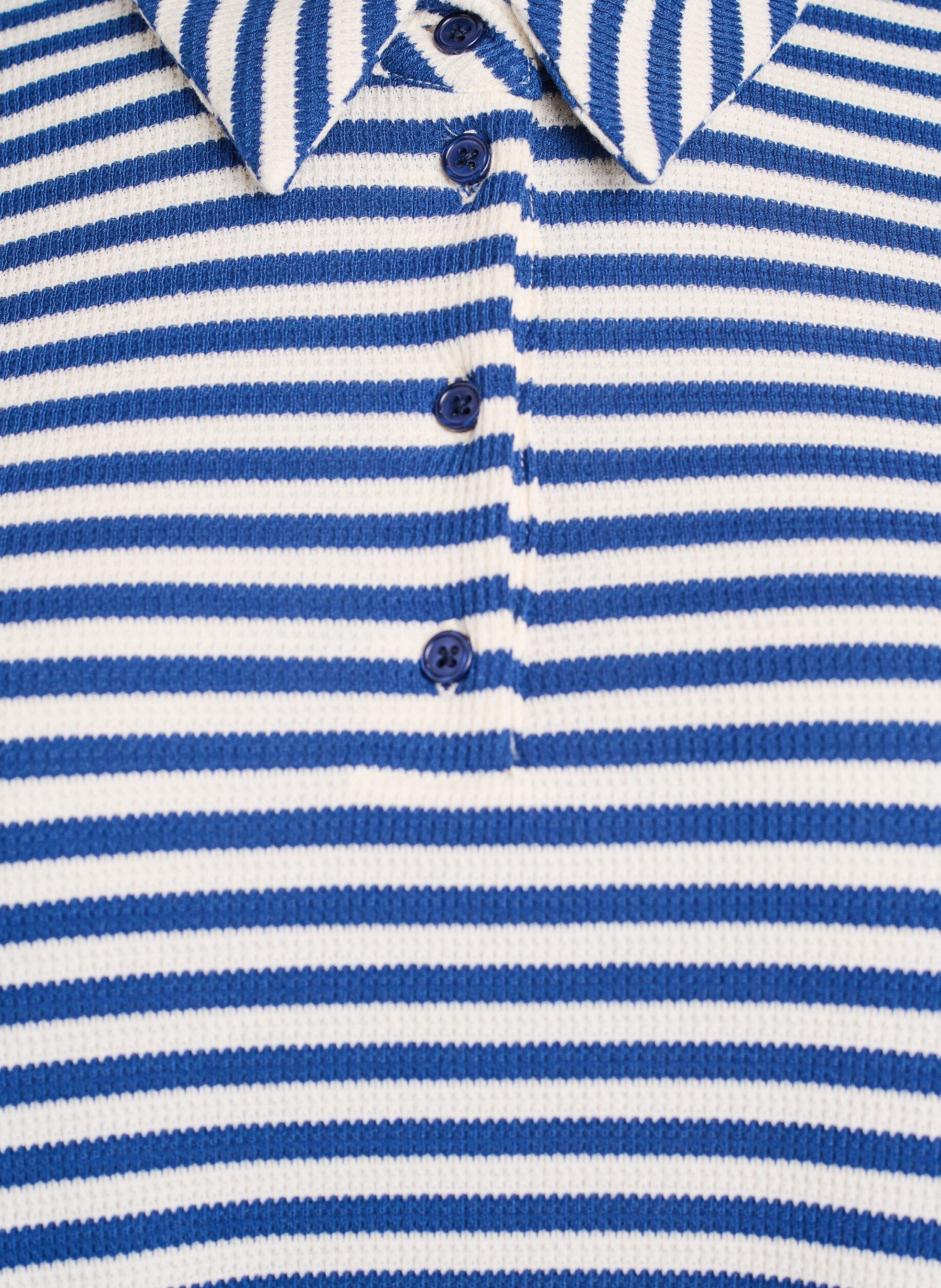 ZizziGestreept poloshirt met korte mouwen, Blauw, Packshot image number 2