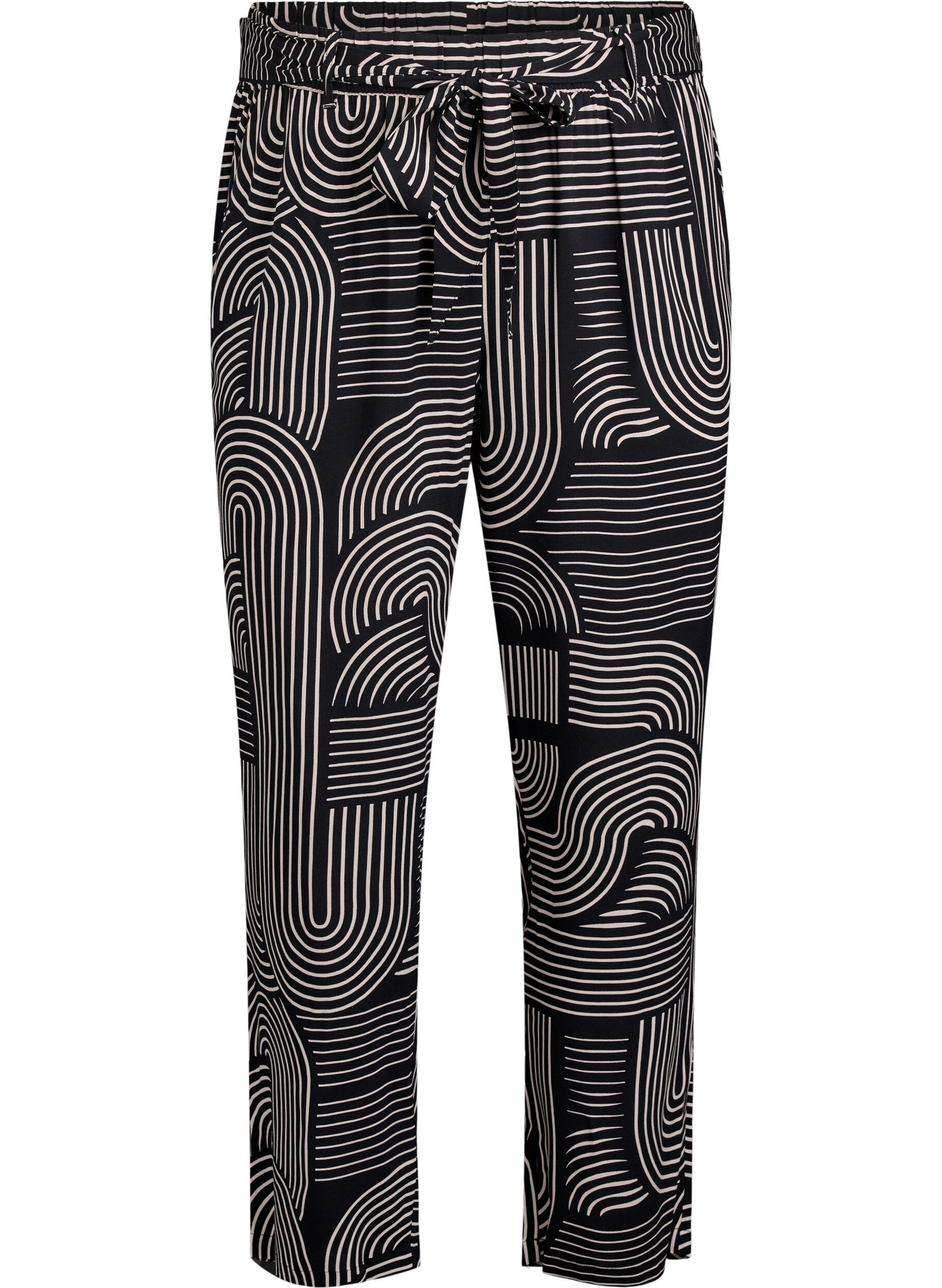 Zizzi Pantalon taille haute en viscose, Noir, Packshot image number 0