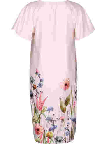 	 Taille jurk met bloemenprint en korte mouwen, White Sand, Packshot image number 1