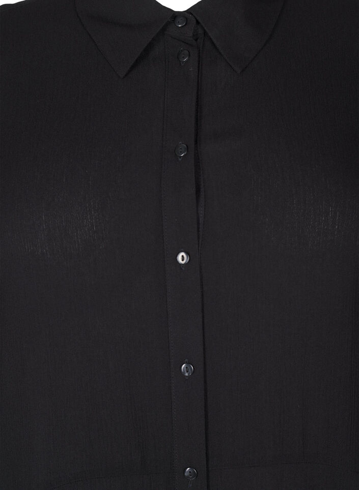 Midi shirtjurk met korte mouwen, Zwart, Packshot image number 2