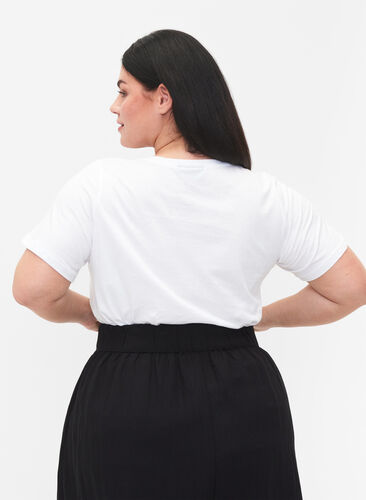 T-shirt en coton avec impression sur le devant, White Chest Print, Model image number 1