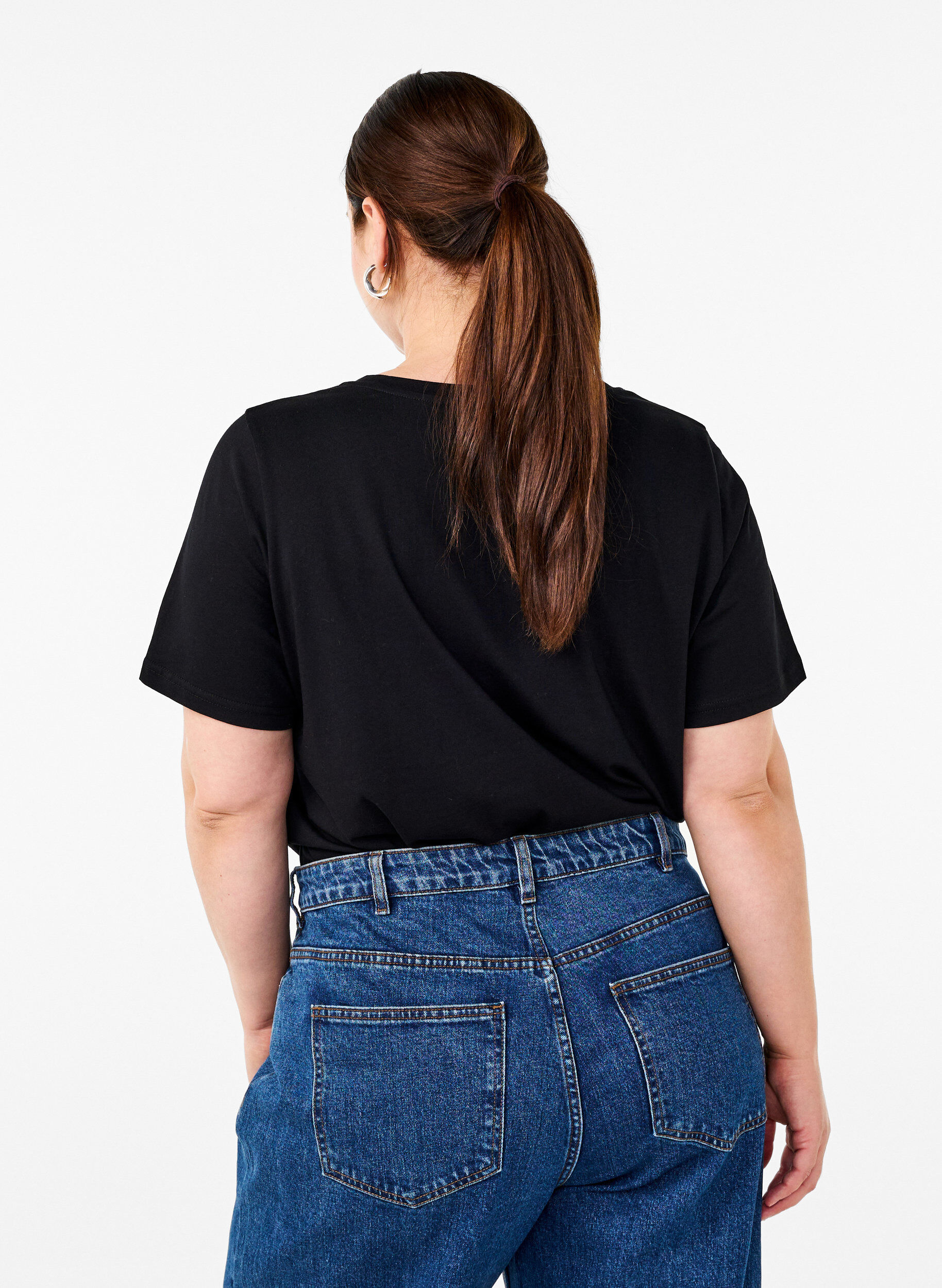 Zizzi T-shirts de No&euml;l en 100 % coton, Black w. Drinks, Model image number 1