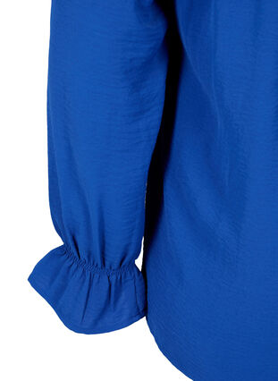 V-hals blouse met lange mouw, Mazarine Blue, Packshot image number 3