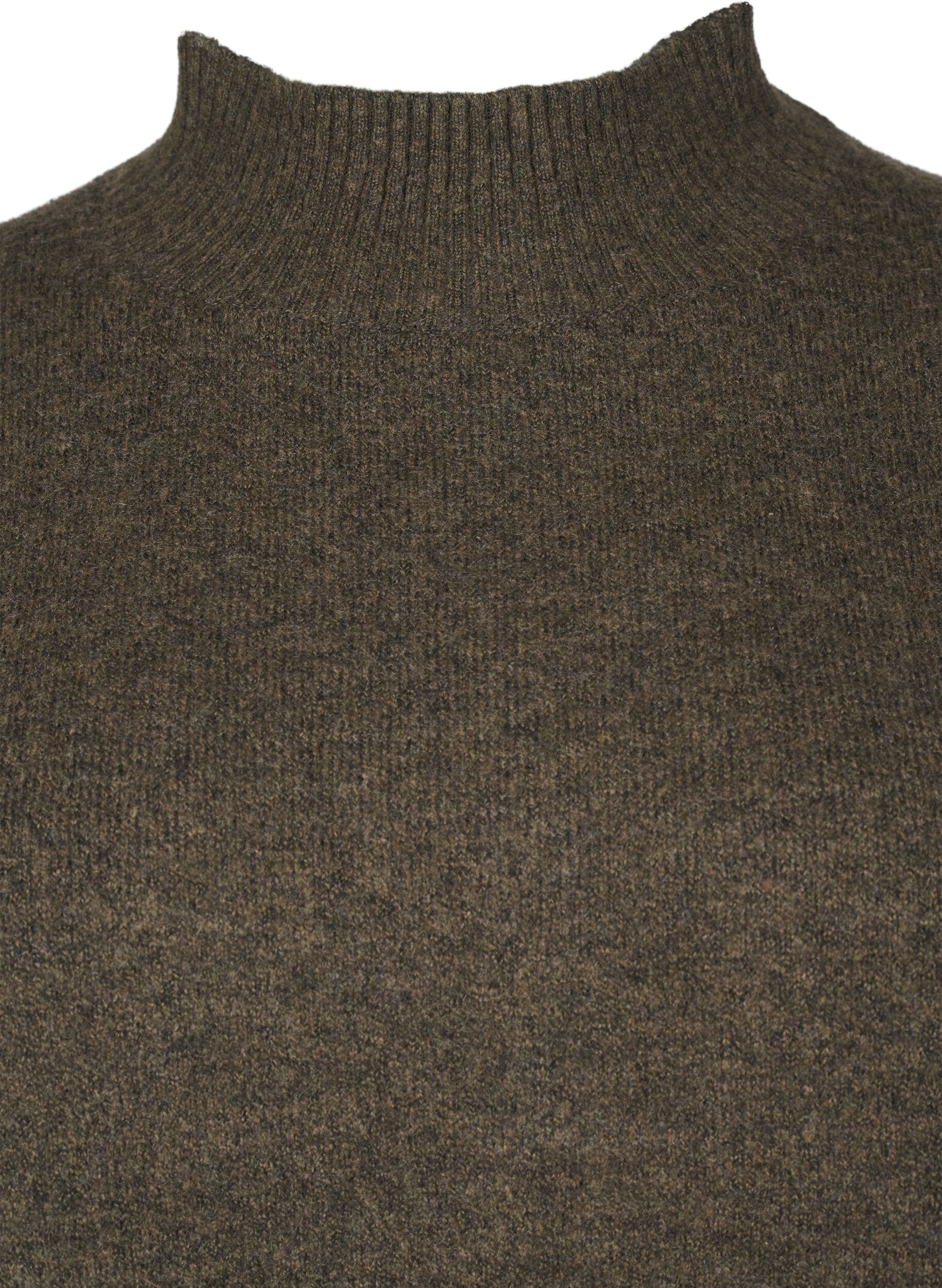 ZizziGebreide wollen blouse met hoge hals, Sea Turtle Mel., Packshot image number 2