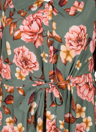 Gebloemde viscose midi-jurk met kraag, Flower AOP, Packshot image number 2