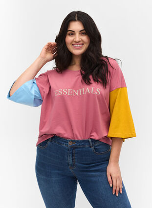 T-shirt à plusieurs couleurs à manches 2/4, Pink Blocking, Packshot image number 0