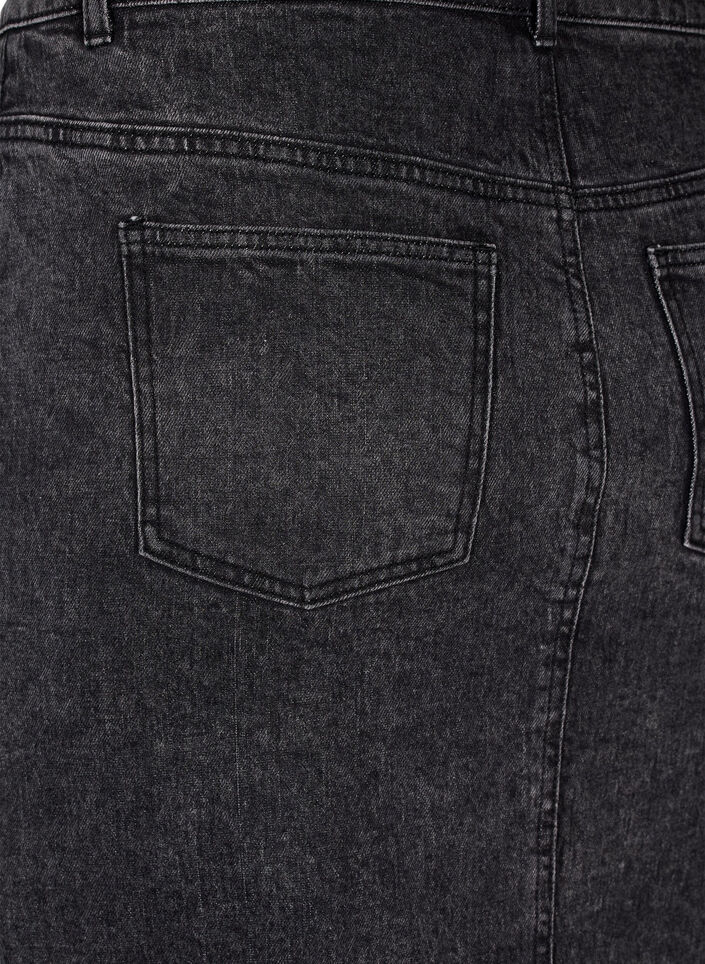 Denim rok met split aan de voorkant, Dark Grey Denim, Packshot image number 3