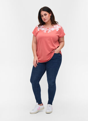 T-shirt en coton avec détails imprimés, Faded RoseMel feath, Model image number 2