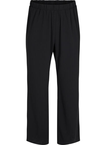 Pantalon évasé avec taille élastiquée, Black, Packshot image number 0